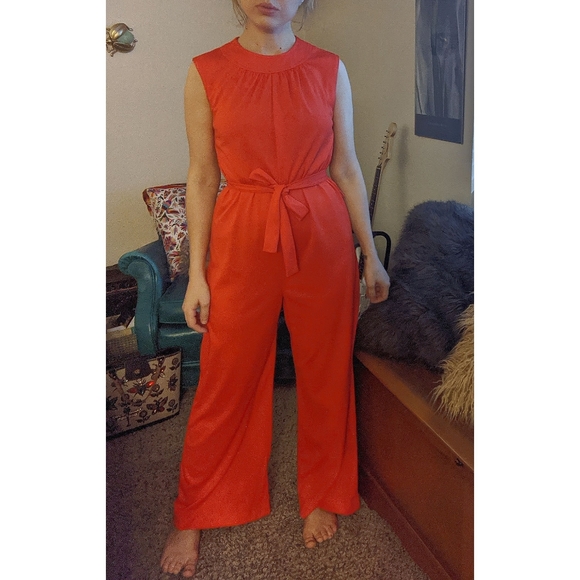 Vintage 70s orange/red jumpsuit - Picture 3 of 8